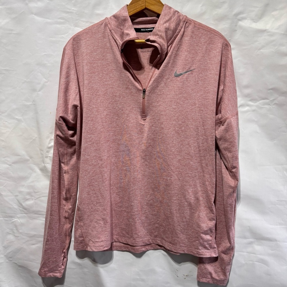 Nike // light red dri fit half zip pullover with thumbholes size medium aug1